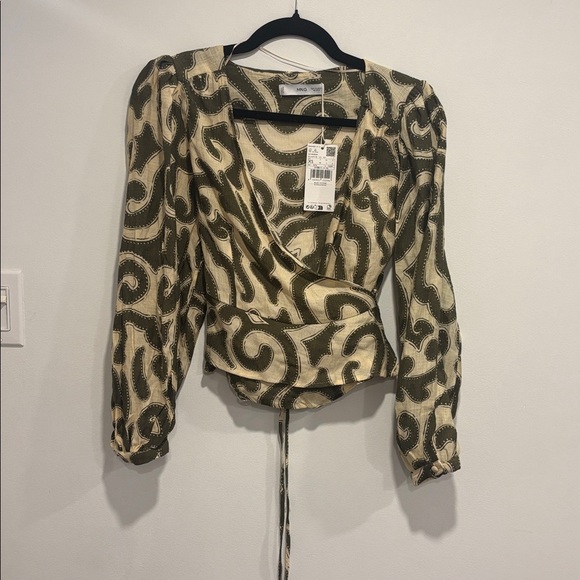 Mango Olive Patterned Blouse - Picture 3 of 7